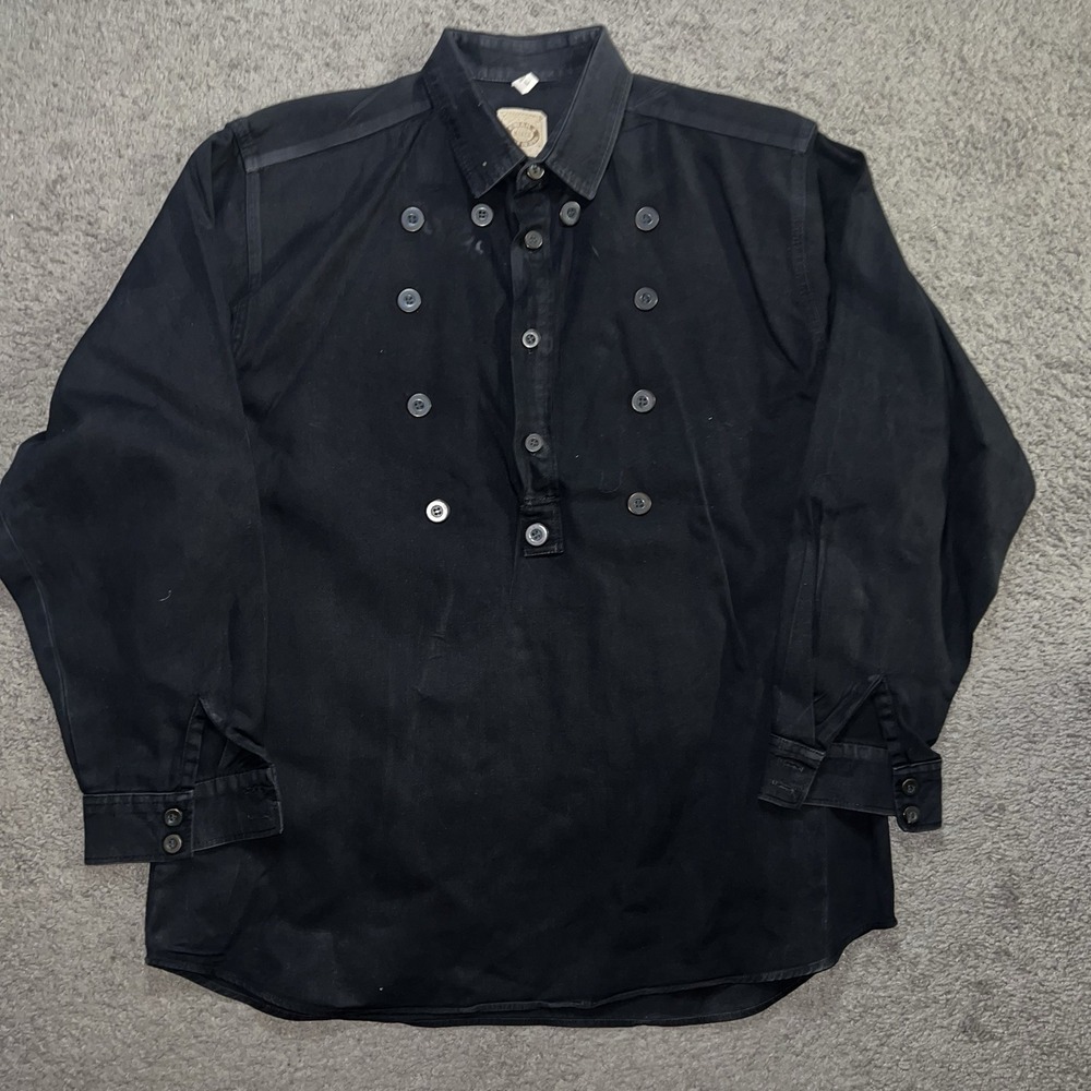 Wah Maker Frontier Mens L Clothing Black Shirt USA Made Bib Long Sleeve Vintage